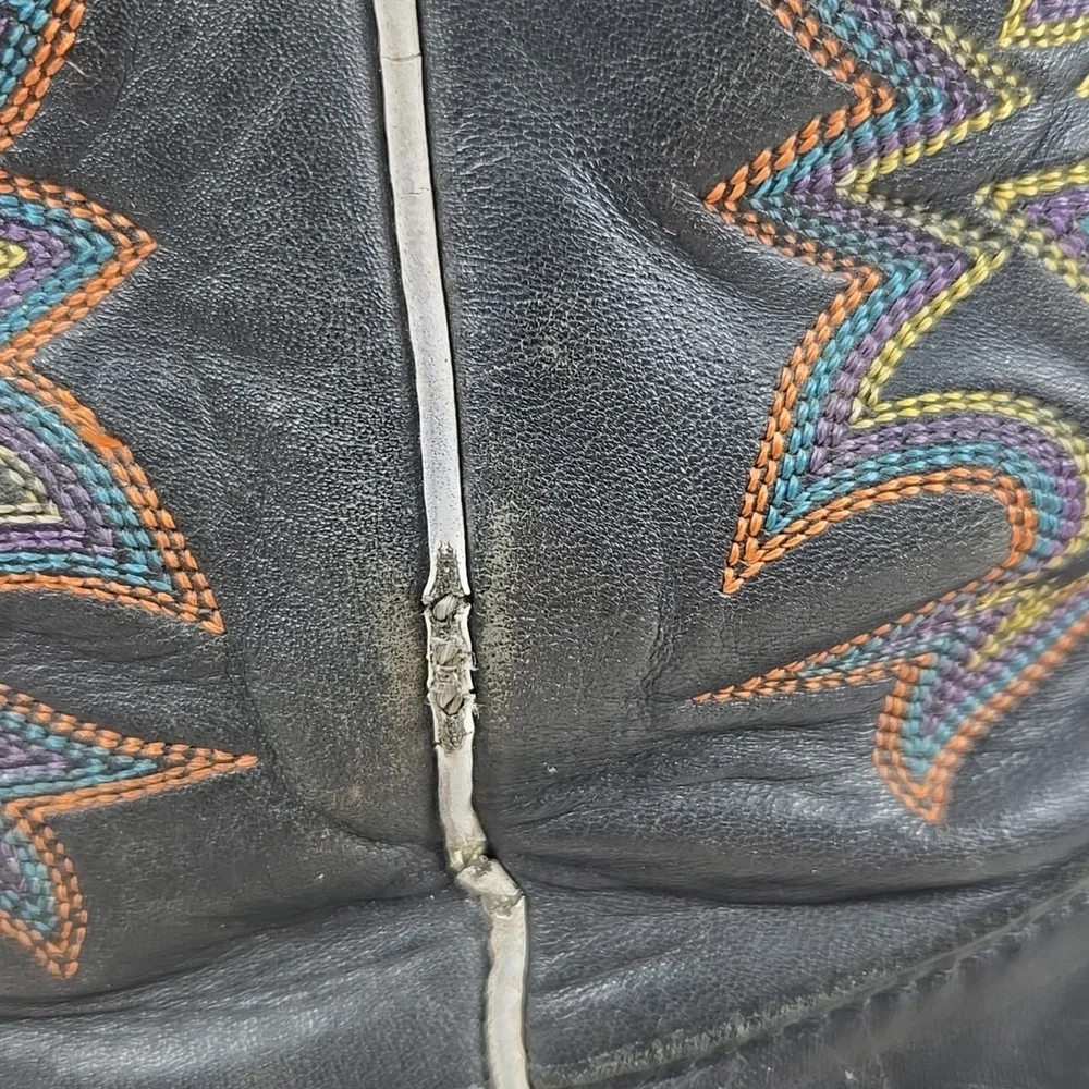 Ladies Justin Black Embroidered Cowboy Boots - Picture 7 of 11
